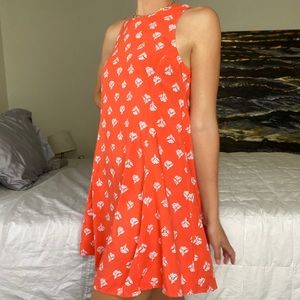 A line block print dress